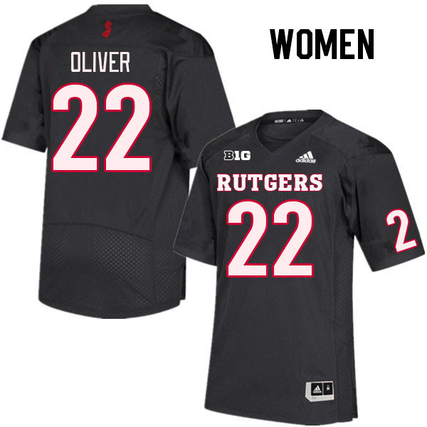 Women #22 Raeden Oliver Rutgers Scarlet Knights College Football Jerseys Stitched Sale-Black